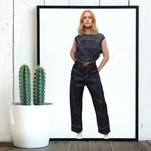 Fine Culture Ebony V6, Urban Street Wear Black Baggies Jean, Size Medium